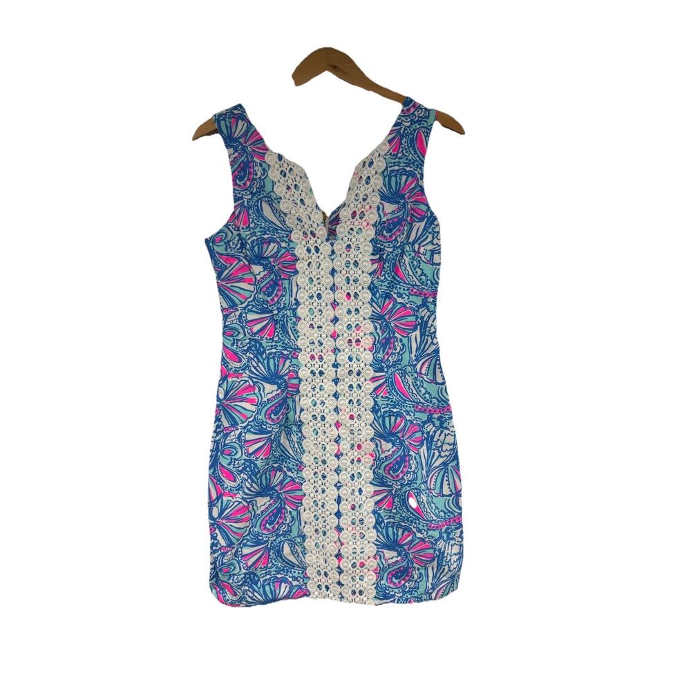 Lilly Pulitzer Target 20th Anniversary My Fans‎ Blue Pink Shift Dress Size 2
